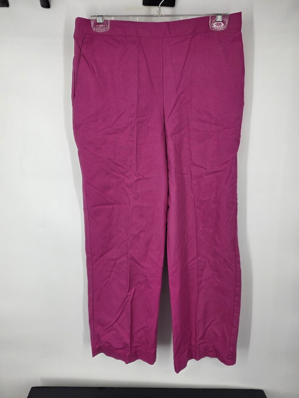 Alfred Dunner Petite 12P Magenta Pink Cotton Pull On Straight Leg Pants Pockets
